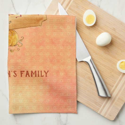 Oranje textuur achtergrond en Herfst vruchten Theedoek (Quarter Fold)