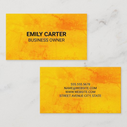 Oranje textuurachtergrond visitekaartje (Voorkant / Achterkant)