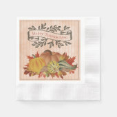 Oranje Thanksgiving Pompoenen en Squash Servet (Voorkant)