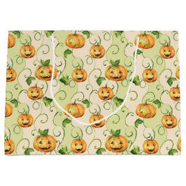 ORANJE THANKSGIVING PUMPKINS MET GROENE LEZEN GROOT CADEAUZAKJE