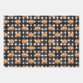ORANJE THANKSGIVING PUMPKINS MET ZWARTE ACHTERGRON INPAKPAPIER VEL
