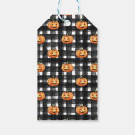 ORANJE THANKSGIVING PUMPKINS ZWARTE WIT-PLAID CADEAULABEL
