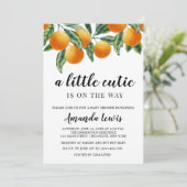 Oranje thema kleine schattige Baby shower uitnodig Kaart (Staand voorkant)