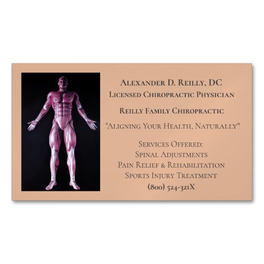 Oranje therapie Chiropractie Medisch Magnetisch Visitekaartje (Voorkant)