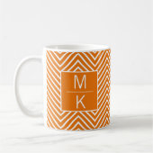 Oranje Thin Chevron Square Splitter Monogrammed Koffiemok (Links)