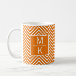 Oranje Thin Chevron Square Splitter Monogrammed Koffiemok