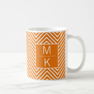 Oranje Thin Chevron Square Splitter Monogrammed Koffiemok
