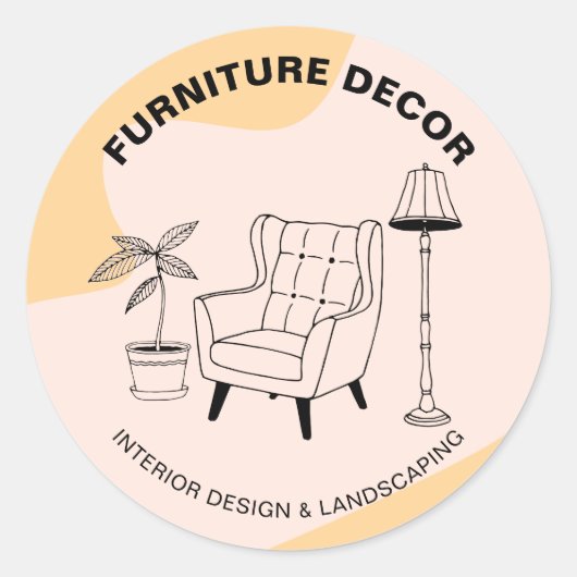 Oranje thuisgebruik Sofa-Plant Decor Ronde Sticker (Voorkant)