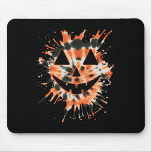 Oranje Tie Dye Jack O Lantern Face - Hippie Hallow Muismat
