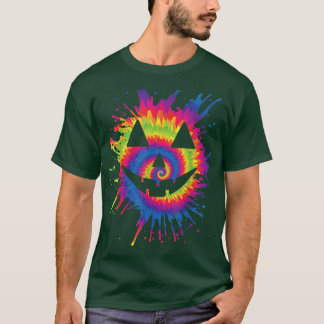 Oranje Tie Dye Jack O Lantern Face Hippie Heiwee T-shirt