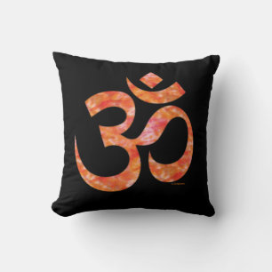 Oranje Tie Dye om Symbol Spiritueel Black Pillow Kussen