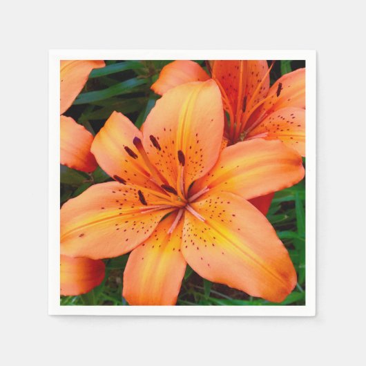 Oranje Tiger Lily Floral Napkin Servet (Voorkant)