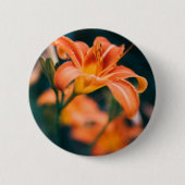 Oranje Tiger Lily Flower foto Ronde Button 5,7 Cm (Voorkant)