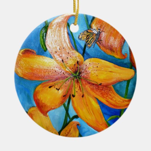 Oranje Tiger Lily Keramisch Ornament (Voorkant)