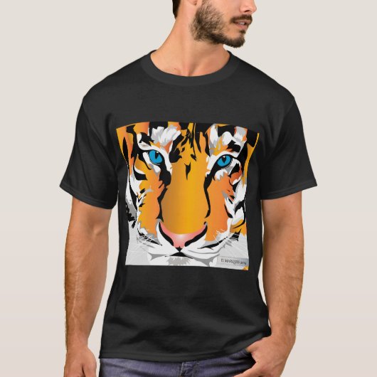 ORANJE TIGER MANNEN BASIC BLACK T SHIRT (Voorkant)