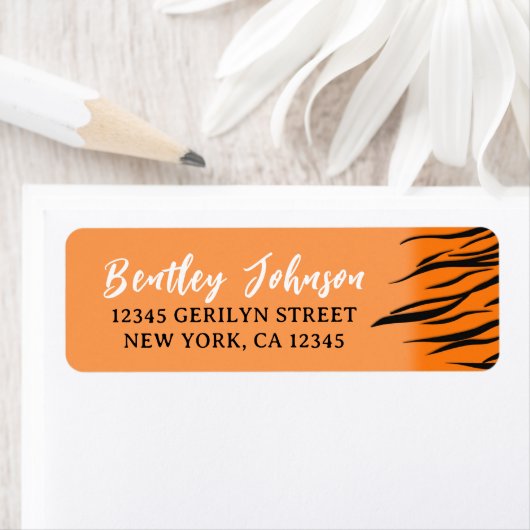 Oranje Tiger of Bengaals retour adreslabels Etiket (Insitu)
