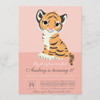 Oranje Tiger Pink Invitation Kaart