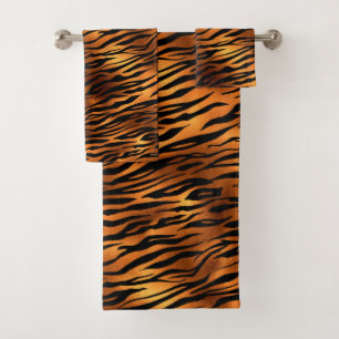 Oranje Tiger Stripes Trendy Metallic look Bad Handdoek