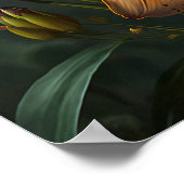 Oranje Tijger Lelie Bloemenkunst Print Poster (Hoek)