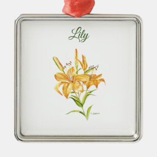 Oranje tijger lelie florale waterverf metalen orna ornament