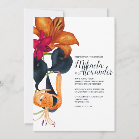 Oranje tijger lelies marineblauw magenta val bruil kaart (Voorkant)