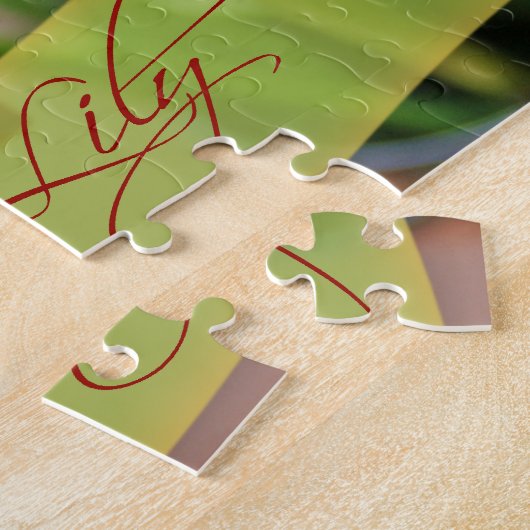 Oranje tijger Lily Flowers Close and Typography Legpuzzel (Zijkant)