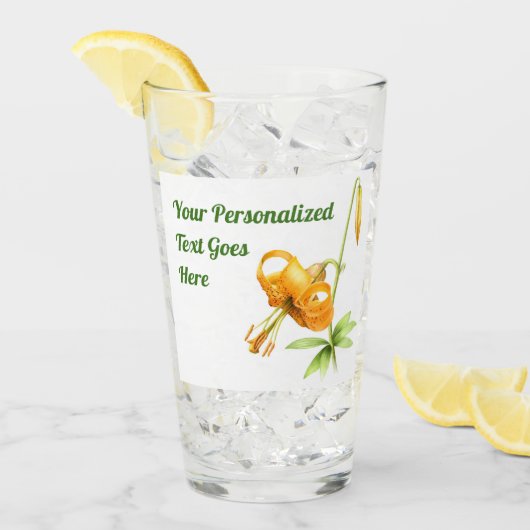 Oranje tijger Lily Gepersonaliseerd Glas (Voorkant ijs)