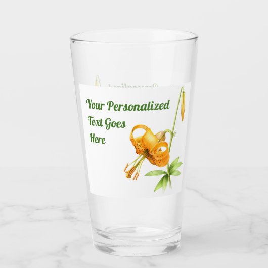 Oranje tijger Lily Gepersonaliseerd Glas (Voorkant)