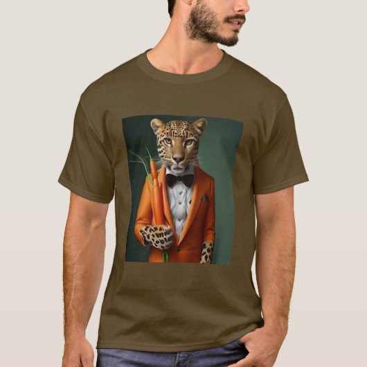 oranje tijger met wortelen T-shirt (Voorkant)