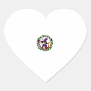Oranje Tijger Tovenaar Kitty Kat illustratie Lange Hart Sticker