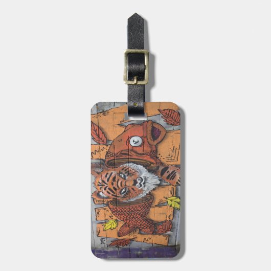 Oranje tijger visgraffiti bagagelabel (Voorkant verticaal)