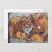 Oranje tijger visgraffiti briefkaart (Voorkant / Achterkant)