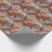 Oranje tijger visgraffiti cadeaupapier (Hoek)