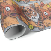 Oranje tijger visgraffiti cadeaupapier (Rol Hoek)