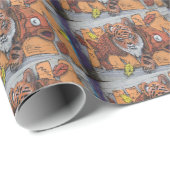 Oranje tijger visgraffiti cadeaupapier (Rol Hoek)