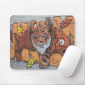 Oranje tijger visgraffiti muismat (Met muis)