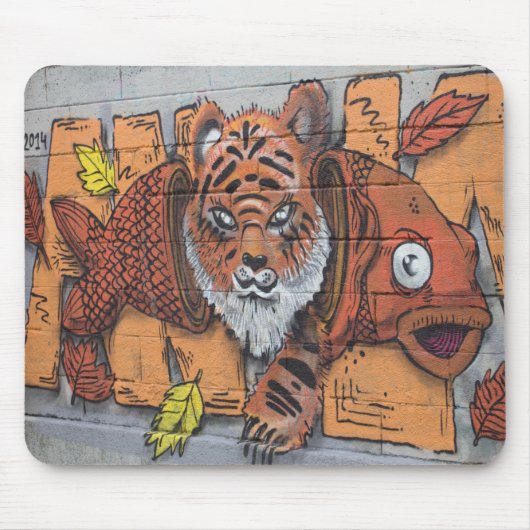 Oranje tijger visgraffiti muismat (Voorkant)
