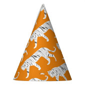 Oranje tijgerafdrukken feesthoedjes (Links)