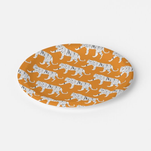 Oranje tijgerafdrukken papieren bordje (Gekanteld)