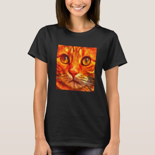 Oranje tijgerkat dicht t-shirt (Voorkant)