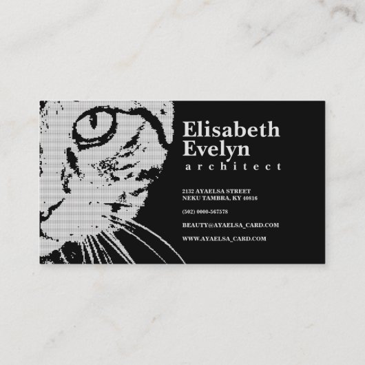 Oranje tijgerkattekop B&W Visitekaartje (Achterkant)