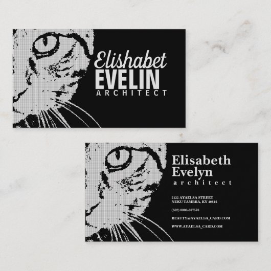 Oranje tijgerkattekop B&W Visitekaartje (Voorkant / Achterkant)