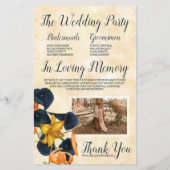 Oranje tijgerlelies, blauwe lelies bruiloft progra (Achterkant)