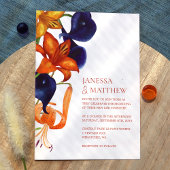 Oranje tijgerlelies, donkerblauwe Calla Lilly brui Kaart