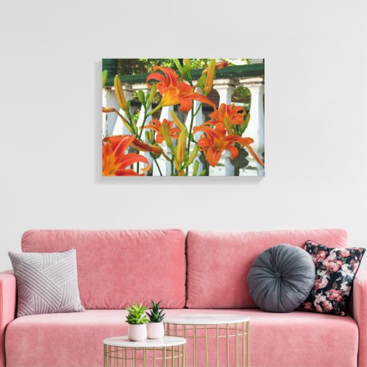 Oranje tijgerlilies - Martha's wijngaard Canvas Afdruk (Insitu (Woonkamer))
