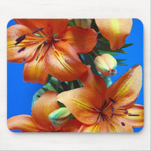 Oranje tijgerlilly bloemen drukken mousepad af muismat