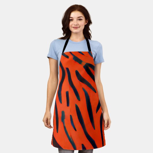 oranje tijgerprinter Apron Schort (Gedragen)