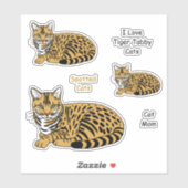 Oranje tijgertablet katten Sticker set (Vel)