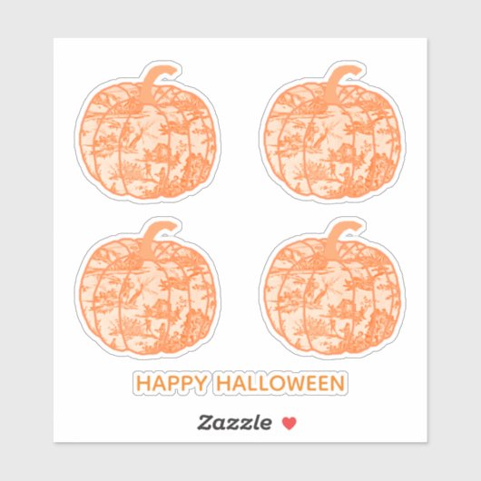 Oranje Toile Pompoenen Sticker (Vel)