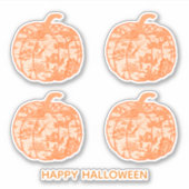 Oranje Toile Pompoenen Sticker (Voorkant)